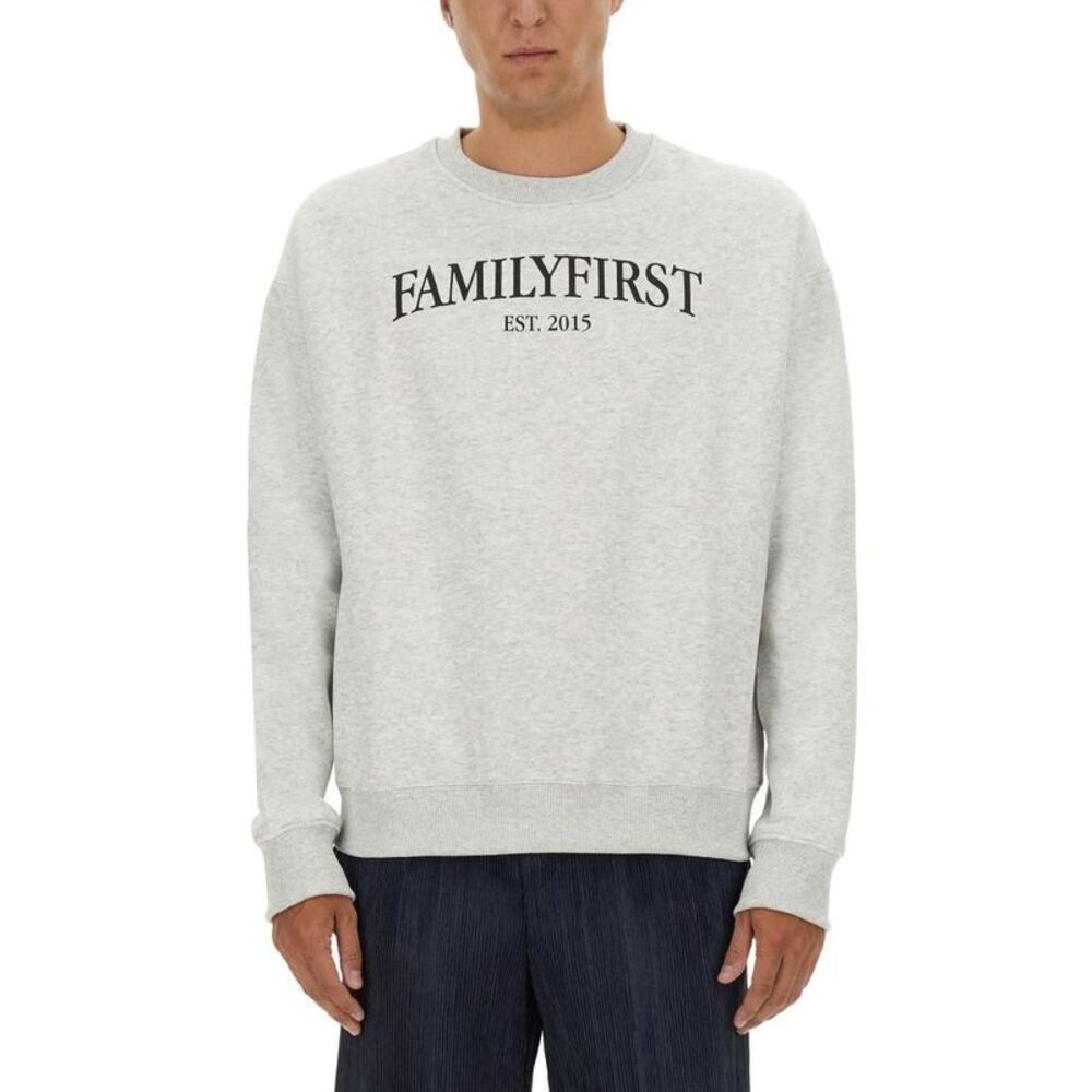 FAMILY FIRST Men's Crewneck Graphic Sweatshirt Men GREY Sweaters & Cardigans